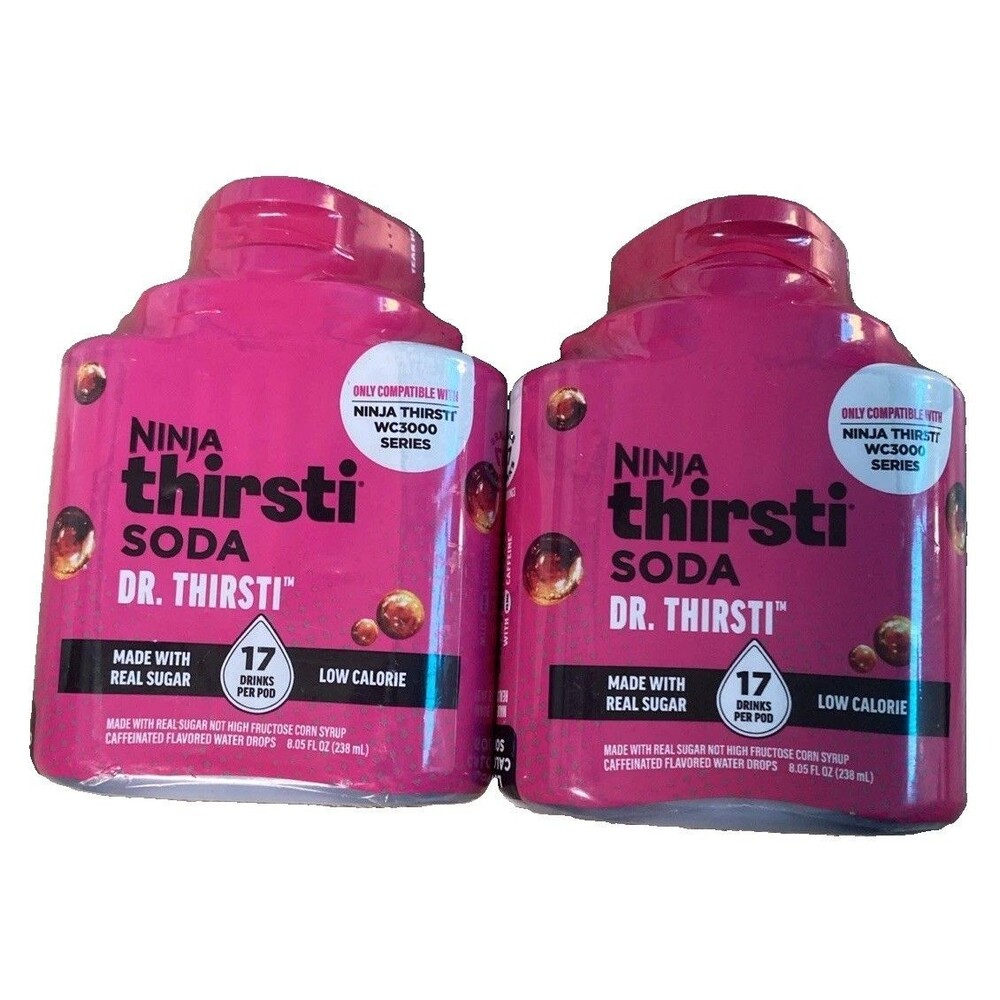 Ninja Thirsti Low-Calorie SODA Dr. Thirsti Flavored Water Drops Lot Of 2 Real